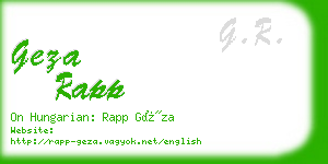 geza rapp business card